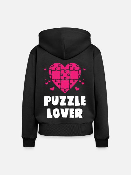 Puzzle Lover - Frauen Premium Bio Zip Hoodie - Schwarz