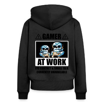 Gamer At Work Video Game Player Gaming Gamer Conso - Frauen Premium Bio Zip Hoodie - Schwarz - Hinten - Julia (174cm)