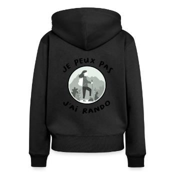Geschenkidee für weibliche Wanderer - Frauen Premium Bio Zip Hoodie - Schwarz - Hinten - Julia (174cm)