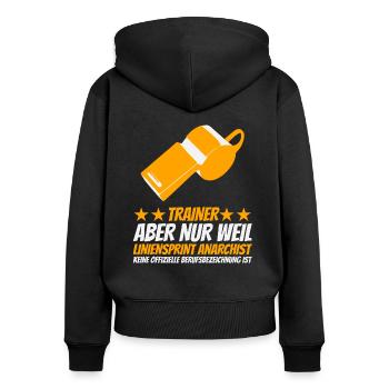 Basketball Trainer Coach Übung Liniensprint Pfeife - Frauen Premium Bio Zip Hoodie - Schwarz - Hinten - Julia (174cm)