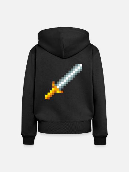Retro 8-bit Pixel Schwert - Frauen Premium Bio Zip Hoodie - Schwarz