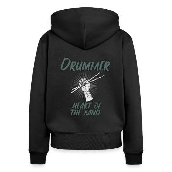 Schlagzeuger Drummer Band Geschenk Drums - Frauen Premium Bio Zip Hoodie - Schwarz - Hinten - Julia (174cm)