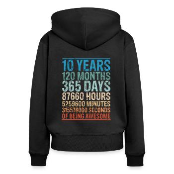 10 Jahre alt 10. Geburtstag 120 Monate - Frauen Premium Bio Zip Hoodie - Schwarz - Hinten - Julia (174cm)