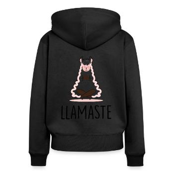 Llamaste humour yoga et lama en tailleur mignon - Sweat à capuche zippé Premium bio Femme - noir - Dos - Julia (174cm)