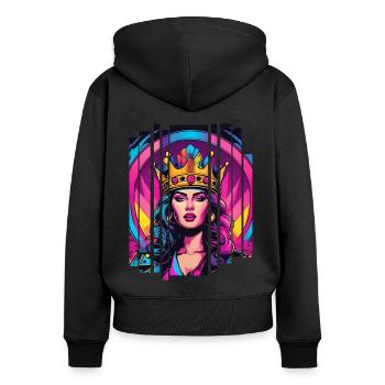 Retro Queen - Women's Premium Organic Zip Hoodie - black - Back - Julia (174cm)