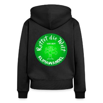 Natur Klima Klimaschutz Klimawandel Welt retten - Frauen Premium Bio Zip Hoodie - Schwarz - Hinten - Julia (174cm)
