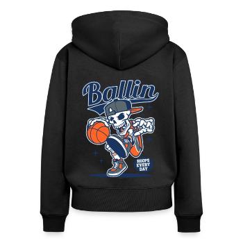 Basket-ball Joueurs de basket-ball Joueurs de basket-ball - Sweat à capuche zippé Premium bio Femme - noir - Dos - Julia (174cm)