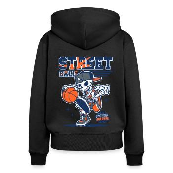 Streetball Basket-ball Joueurs de basket-ball - Sweat à capuche zippé Premium bio Femme - noir - Dos - Julia (174cm)