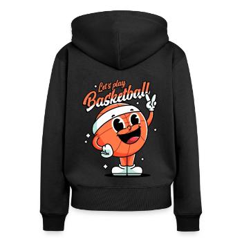 Basket-ball Joueurs de basket-ball Joueurs de basket-ball - Sweat à capuche zippé Premium bio Femme - noir - Dos - Julia (174cm)