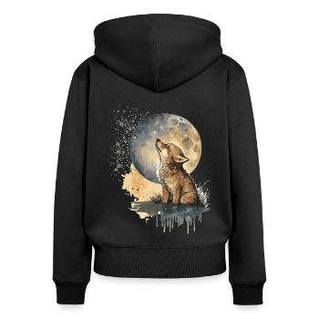 Cub Scout heult den Mond an - Frauen Premium Bio Zip Hoodie - Schwarz - Hinten - Julia (174cm)