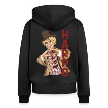 HARPO Je t’aime - Sweat à capuche zippé Premium bio Femme - noir - Dos - Julia (174cm)