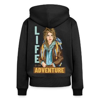 Life is an Adventure - Women's Premium Organic Zip Hoodie - black - Back - Julia (174cm)