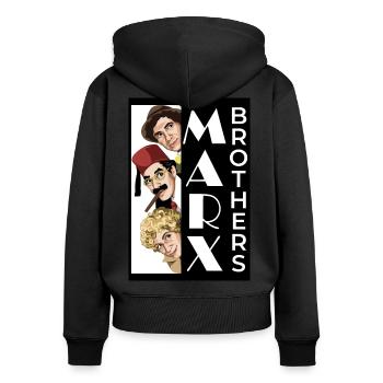 MARX BROTHERS Casablanca - Sweat à capuche zippé Premium bio Femme - noir - Dos - Julia (174cm)