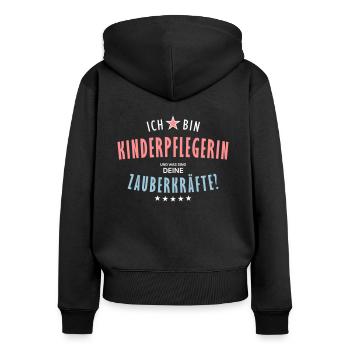 Kinderpflegerin Beruf - Geschenk - Frauen Premium Bio Zip Hoodie - Schwarz - Hinten - Julia (174cm)