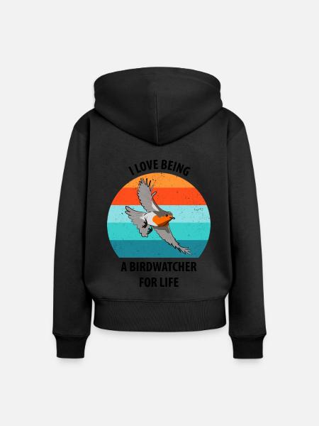 Vogelbeobachtung Vögel Beobachten Birding Vogel - Premium økologisk hoodie med lynlås til kvinder - sort