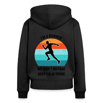 Floorball, Floorball, Hockey sur gazon, Hockey en salle - Sweat à capuche zippé Premium bio Femme - noir - Dos - Julia (174cm)
