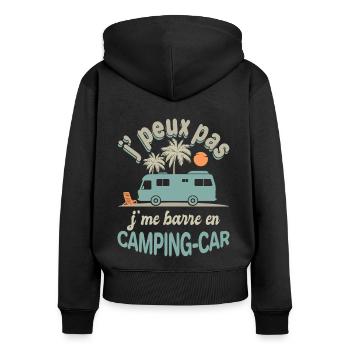 camping car je me barre en camping car humour - Sweat à capuche zippé Premium bio Femme - noir - Dos - Julia (174cm)