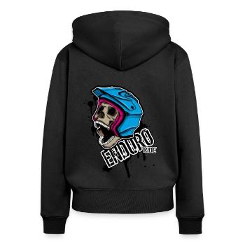 Enduro-Fahrt - Frauen Premium Bio Zip Hoodie - Schwarz - Hinten - Julia (174cm)