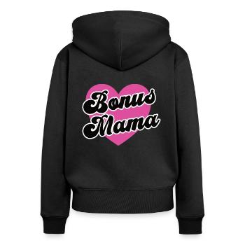 Bonus Mama Herz Bonusmutter Bonusmama Mamas Danke - Frauen Premium Bio Zip Hoodie - Schwarz - Hinten - Julia (174cm)