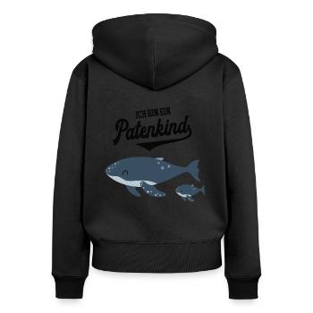 Patenkind Patenschaft Wal Motiv Pate Patensohn - Frauen Premium Bio Zip Hoodie - Schwarz - Hinten - Julia (174cm)