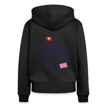 Zustellerin mit Herz Danke beste Post Botin - Frauen Premium Bio Zip Hoodie - Schwarz - Hinten - Julia (174cm)