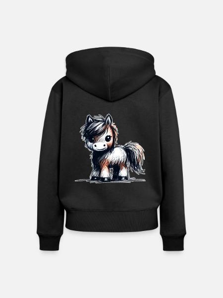 Pferdchen - Frauen Premium Bio Zip Hoodie - Schwarz
