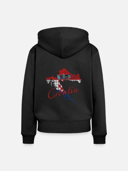 Croatia - Frauen Premium Bio Zip Hoodie - Schwarz