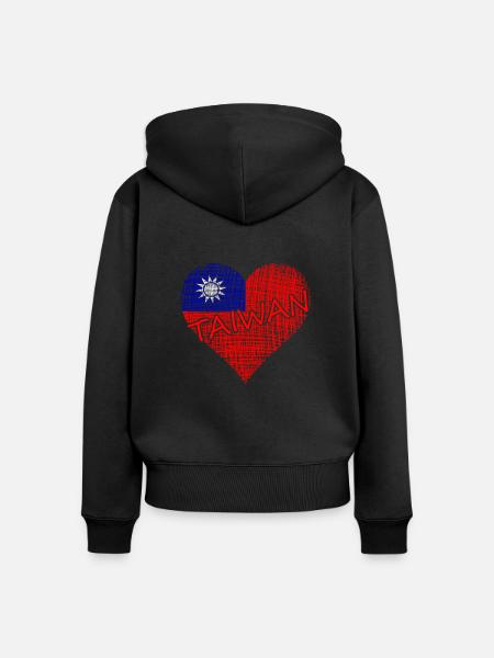 Taiwan Heart - Frauen Premium Bio Zip Hoodie - Schwarz