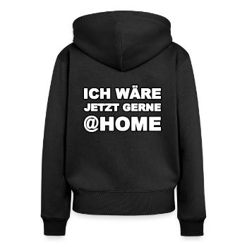 Arbeit - Frauen Premium Bio Zip Hoodie - Schwarz - Hinten - Julia (174cm)