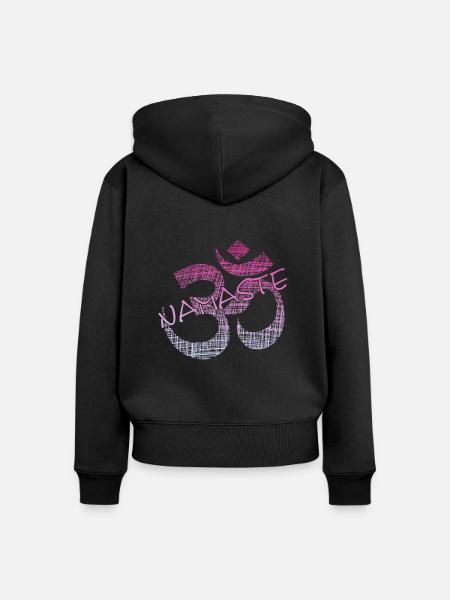 Namaste - Frauen Premium Bio Zip Hoodie - Schwarz