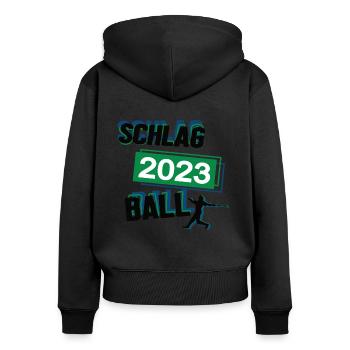 Schlagball 2023 Schlagballer Mannschaft Baseball - Frauen Premium Bio Zip Hoodie - Schwarz - Hinten - Julia (174cm)