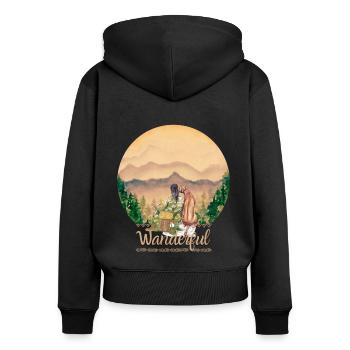 Wanderful - Wandern - Hiking Woman Dog - Mountains - Women's Premium Organic Zip Hoodie - black - Back - Julia (174cm)