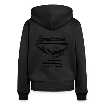 Zahntechnikerin Rente Rentnerin Zahntechnik Dental - Frauen Premium Bio Zip Hoodie - Schwarz - Hinten - Julia (174cm)