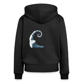 Irgendwas mit Surfen! Perfekte Fibonacci Welle - Frauen Premium Bio Zip Hoodie - Schwarz - Hinten - Julia (174cm)