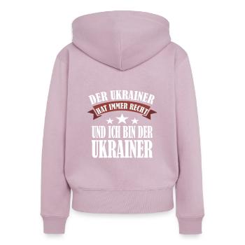 Ukraine Tryzub Ukrainisches Wappen Kiew Geschenk - Frauen Premium Bio Zip Hoodie - Altrosa - Hinten - Julia (174cm)