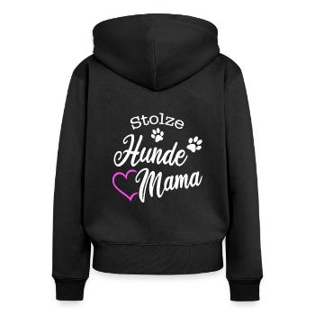 Stolze Hundemama Herz Hunde Mama Hund Frauchen - Frauen Premium Bio Zip Hoodie - Schwarz - Hinten - Julia (174cm)