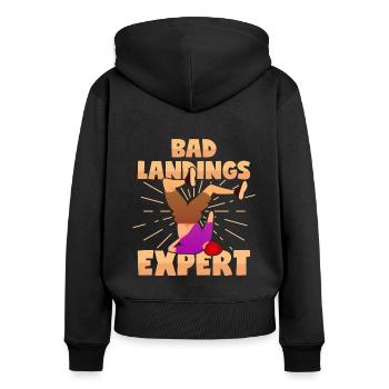 Unfall Experte Stunt Sturz Beinbruch Gefährlich - Frauen Premium Bio Zip Hoodie - Schwarz - Hinten - Julia (174cm)