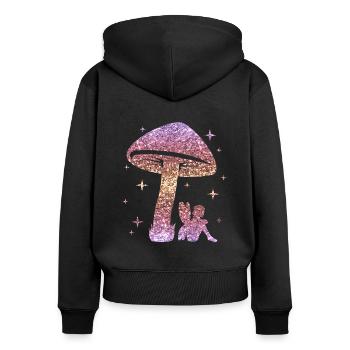 Glitter Fée Elfe Conte de Fées Dames Fille Cadeau - Sweat à capuche zippé Premium bio Femme - noir - Dos - Julia (174cm)