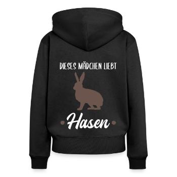 Hase Waldtiere Tierliebhaber Mädchen Geschenk - Frauen Premium Bio Zip Hoodie - Schwarz - Hinten - Julia (174cm)