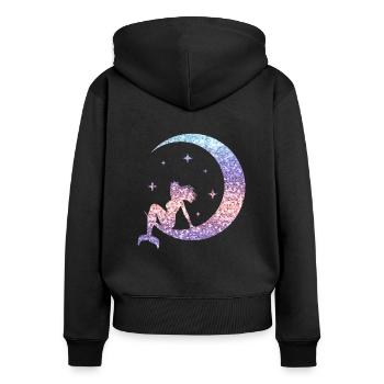 Sirène Femmes Fille Cadeau Sirène Paillettes - Sweat à capuche zippé Premium bio Femme - noir - Dos - Julia (174cm)