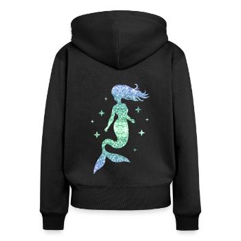Sirène Femmes Fille Cadeau Sirène Paillettes - Sweat à capuche zippé Premium bio Femme - noir - Dos - Julia (174cm)