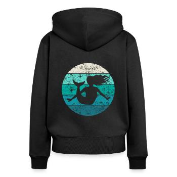 Mermaid Cadeau Dames Filles Rétro Vintage - Sweat à capuche zippé Premium bio Femme - noir - Dos - Julia (174cm)