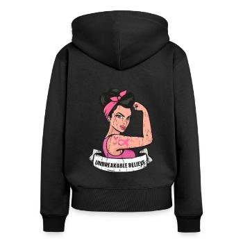 Brustkrebs-Überlebende Unzerbrechliche starke Frau - - Frauen Premium Bio Zip Hoodie - Schwarz - Hinten - Julia (174cm)