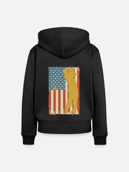 Golfing American Flag - Frauen Premium Bio Zip Hoodie - Schwarz