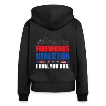 Directeur des feux d’artifice I Run You Run America Flag - Sweat à capuche zippé Premium bio Femme - noir - Dos - Julia (174cm)