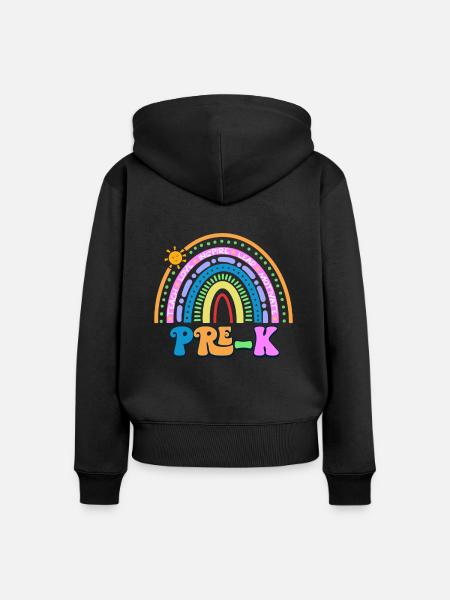 Pre K Rainbow - Frauen Premium Bio Zip Hoodie - Schwarz