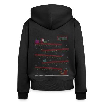 Retro Gaming Gifts Ugly Christmas Sweate - Frauen Premium Bio Zip Hoodie - Schwarz - Hinten - Julia (174cm)