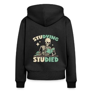 Skeleton in learning - Women's Premium Organic Zip Hoodie - black - Back - Julia (174cm)