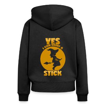 Hexe - Hexenbesen - Lustiger Spruch - Frauen Premium Bio Zip Hoodie - Schwarz - Hinten - Julia (174cm)