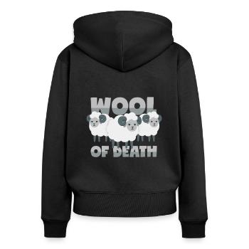 Moutons : « Mur de la mort » en laine - Sweat à capuche zippé Premium bio Femme - noir - Dos - Julia (174cm)